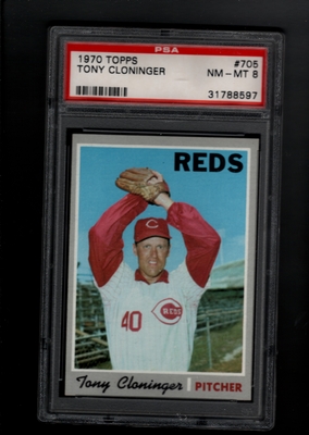 1970 Topps #705 Tony Cloninger  PSA 8 NM-MT  CINCINNATI REDS